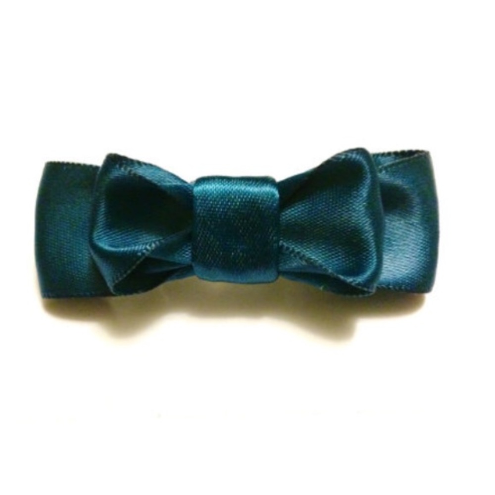 Ocean Blue Satin Hair Bow